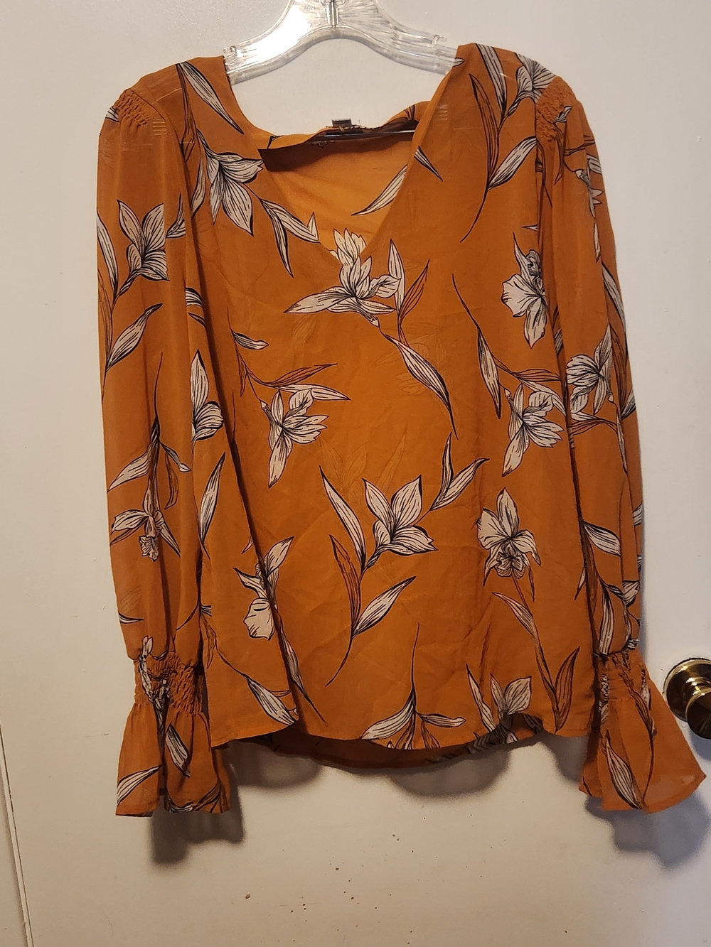 a new day Mustard Floral Long-Sleeve Blouse
